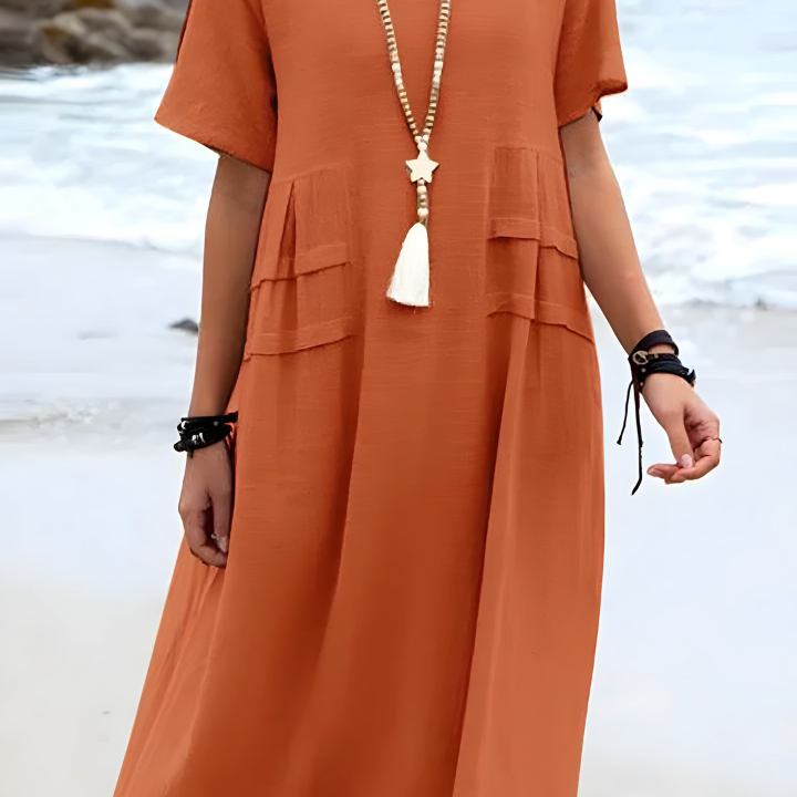 Sienna | Breezy Pocketed Midi Flattering Dress
