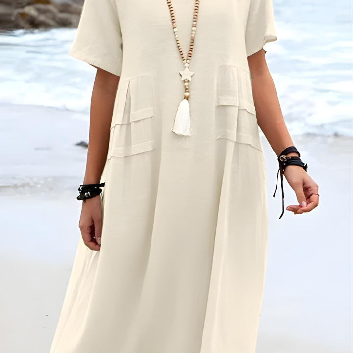 Sienna | Breezy Pocketed Midi Flattering Dress
