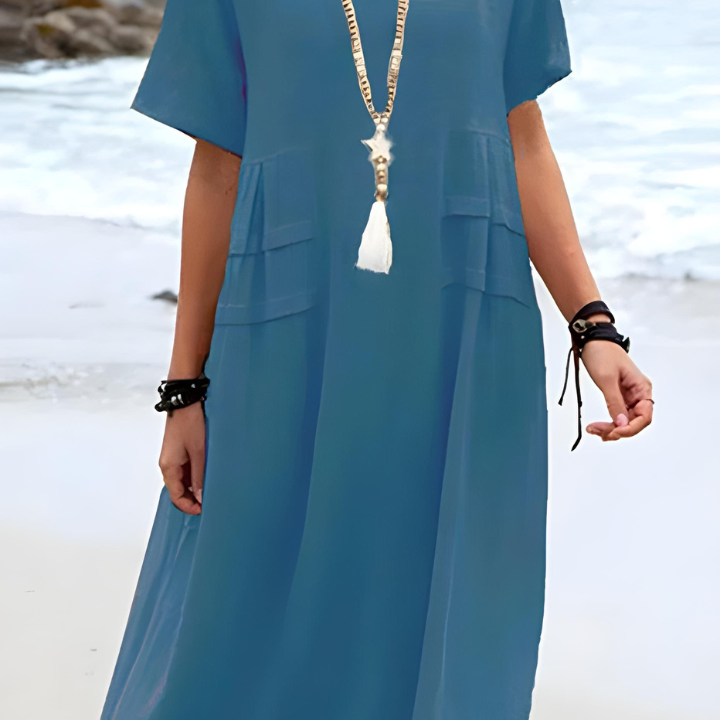 Sienna | Breezy Pocketed Midi Flattering Dress