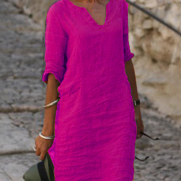 Noelle | Timeless Tummy Covering V-Neck Dress