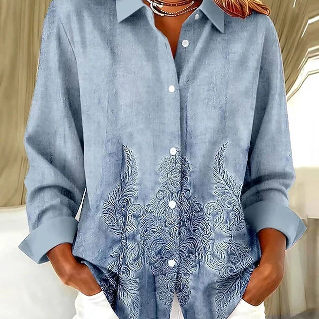 Melrose | Vintage Botanical Print Button Blouse