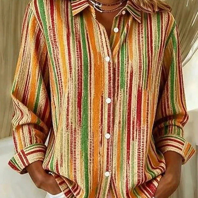 Harlowe | Vintage Multicolor Striped Button Blouse