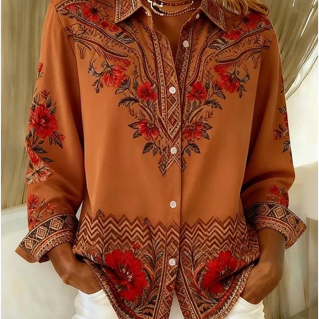 Dawnflora | Artistic Floral Long Sleeve Blouse