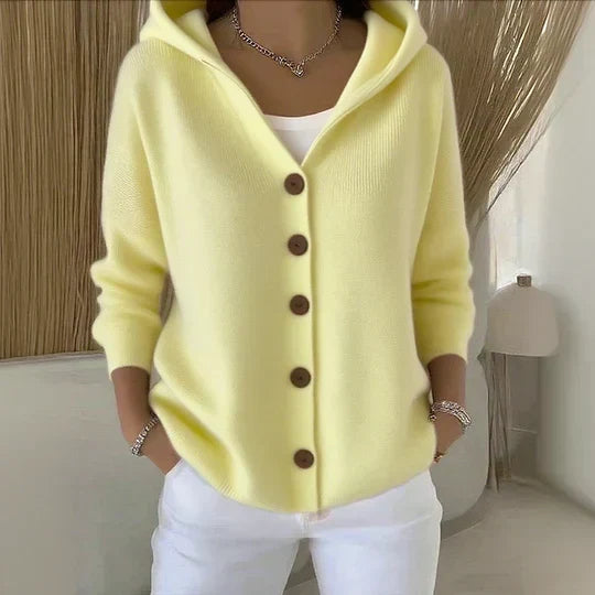 Women’s Hooded Button Front Knit Cardigan