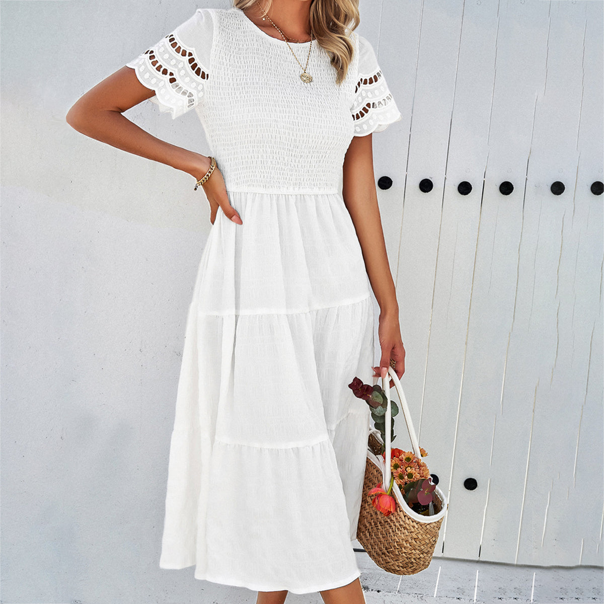 Leah | Smocked Tummy-Flattering Midi Dress
