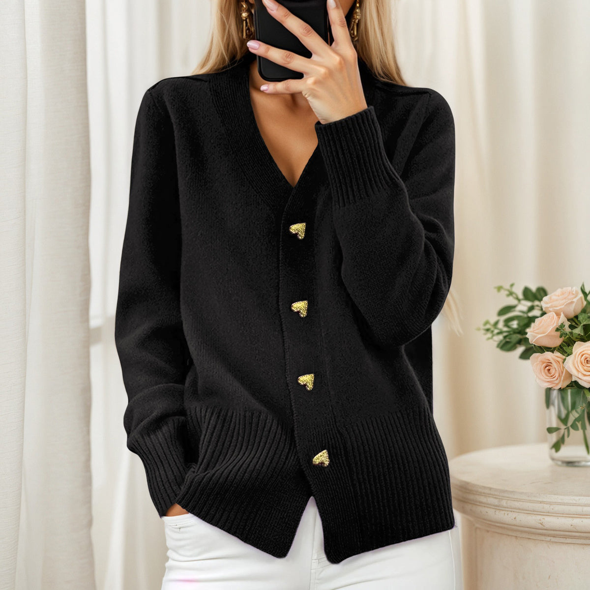 Freja | Scandinavian Heart Button Cardigan