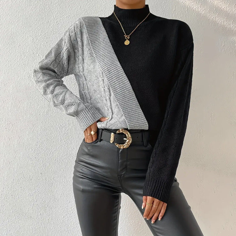 Tara | Flattering Colourblock Cable Knit Sweater