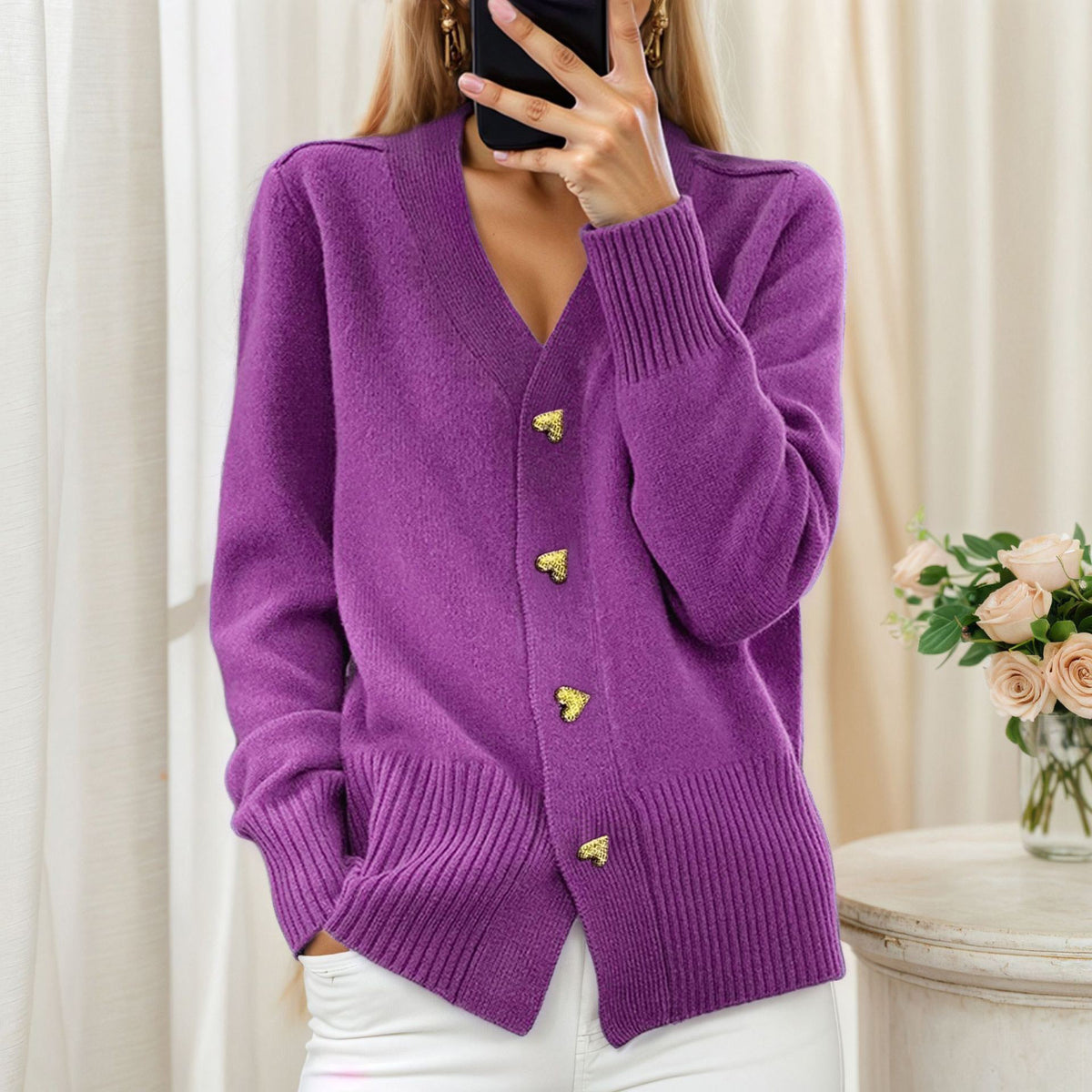 Freja | Scandinavian Heart Button Cardigan