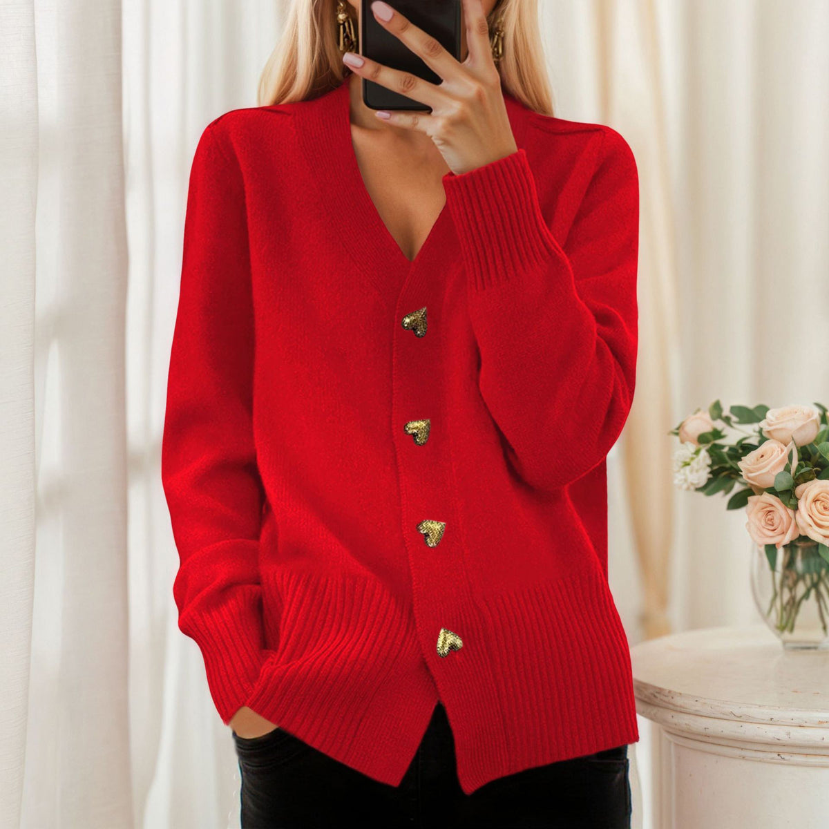 Freja | Scandinavian Heart Button Cardigan