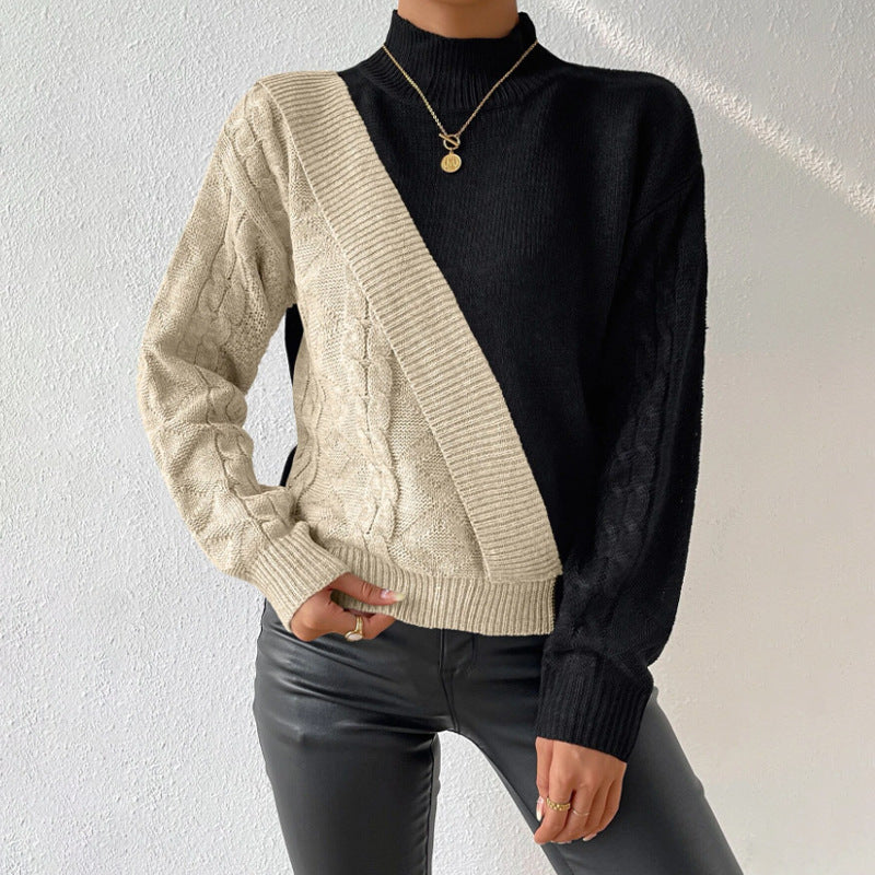 Tara | Flattering Colourblock Cable Knit Sweater