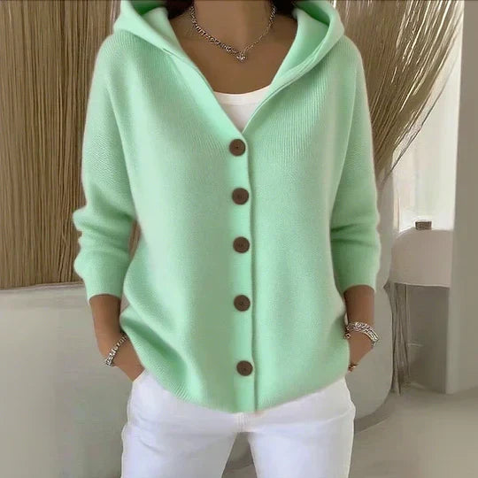 Women’s Hooded Button Front Knit Cardigan